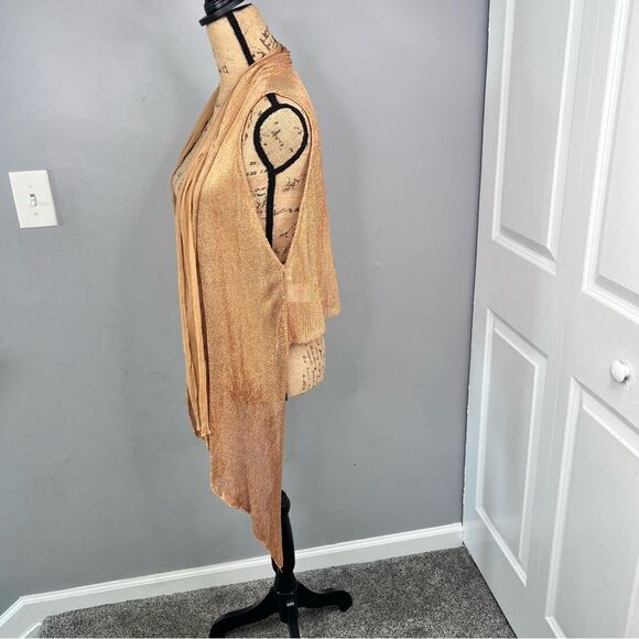 Sz 0S Hiroko Koshino Asymmetrical Gold Cardigan $178 MSRP - Picture 4 of 11